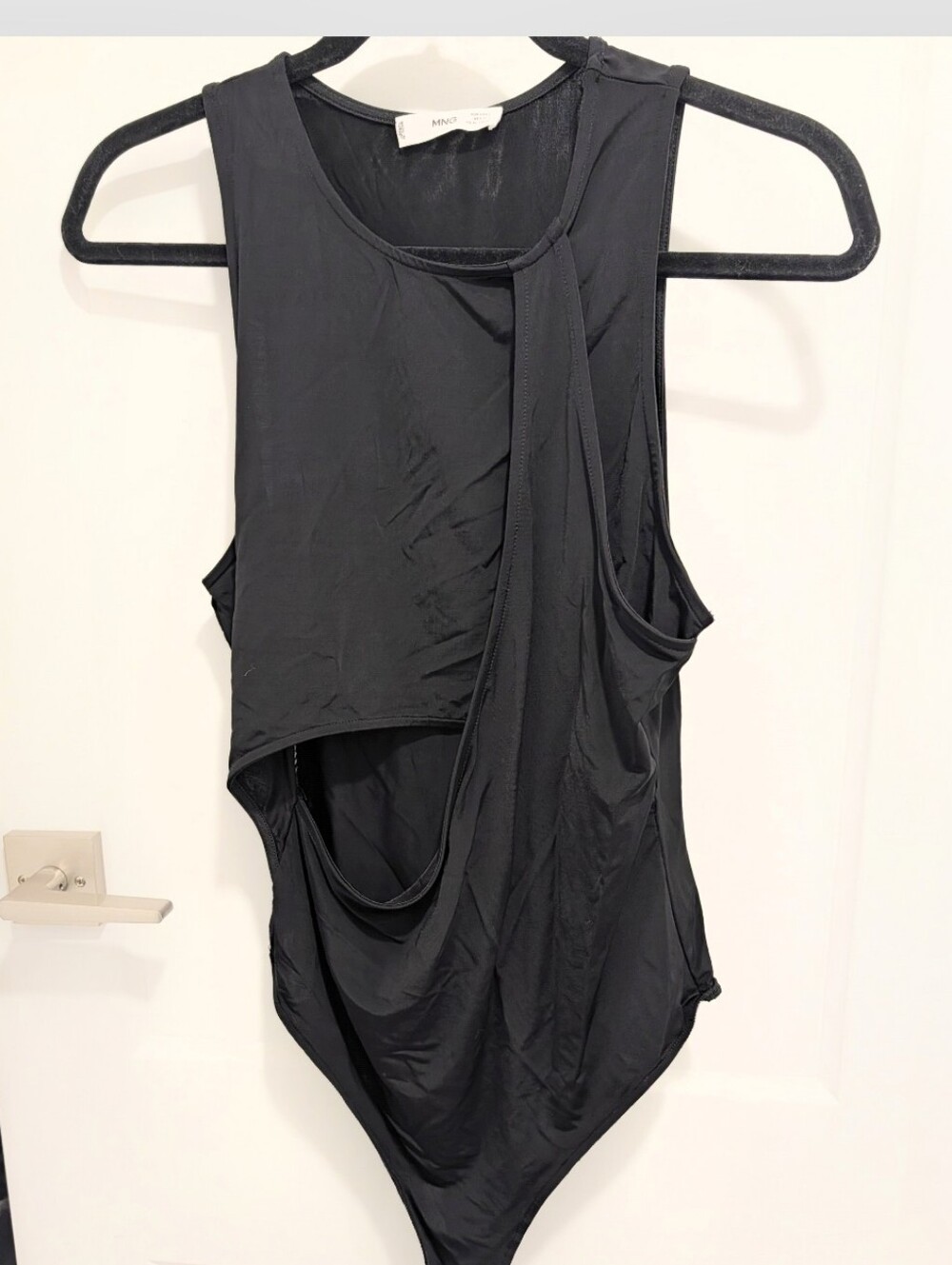 Mango Black Sleeveless Scoop-Neck Bodysuit